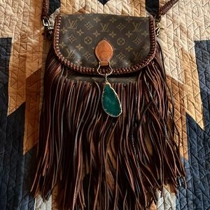 Authentic fringed  boho Large World Traveler Auburn Louis Vuitton crossbody